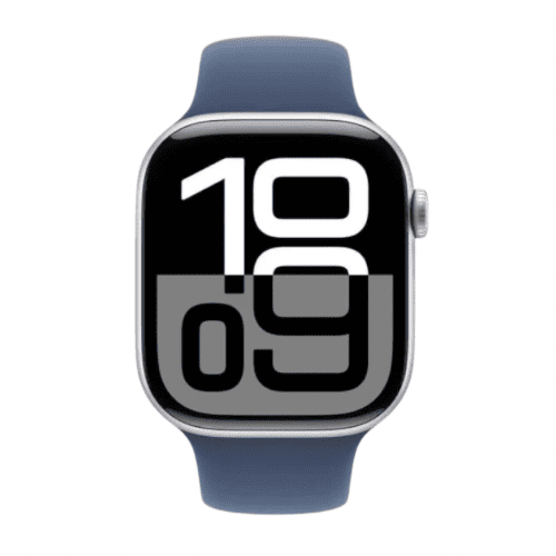 Apple Watch Series 10 GPS + Cellular 42mm Silver Aluminum Case with Denim Sport Band M/L